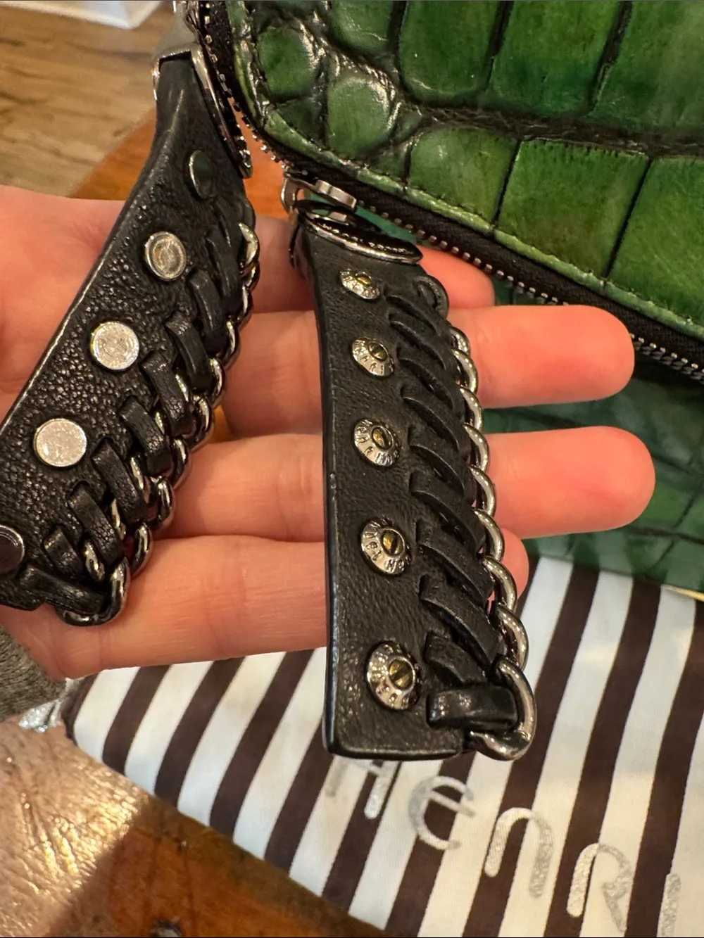 henri bendel croc embossed